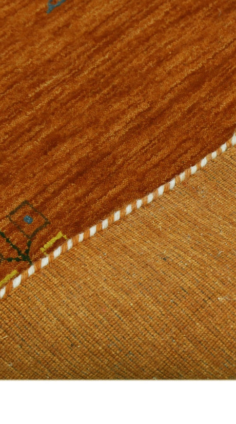 Orange Center Pattern Hand Loomed Wool Area Rug