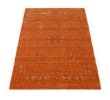 Orange Center Pattern Hand Loomed Wool Area Rug