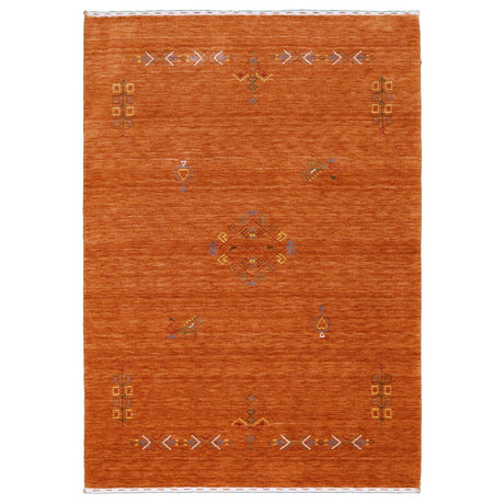 Orange Center Pattern Hand Loomed Wool Area Rug
