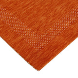 Orange Contemporary Center Pattern Hand Loomed Wool Rug