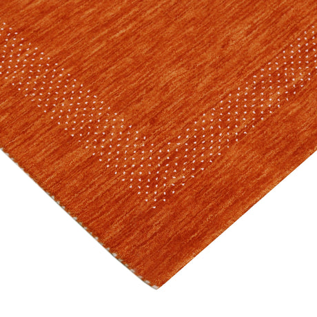 Orange Contemporary Center Pattern Hand Loomed Wool Rug
