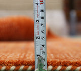Orange Contemporary Center Pattern Hand Loomed Wool Rug