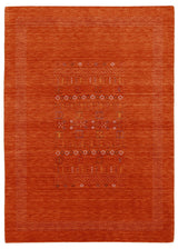 Orange Contemporary Center Pattern Hand Loomed Wool Rug