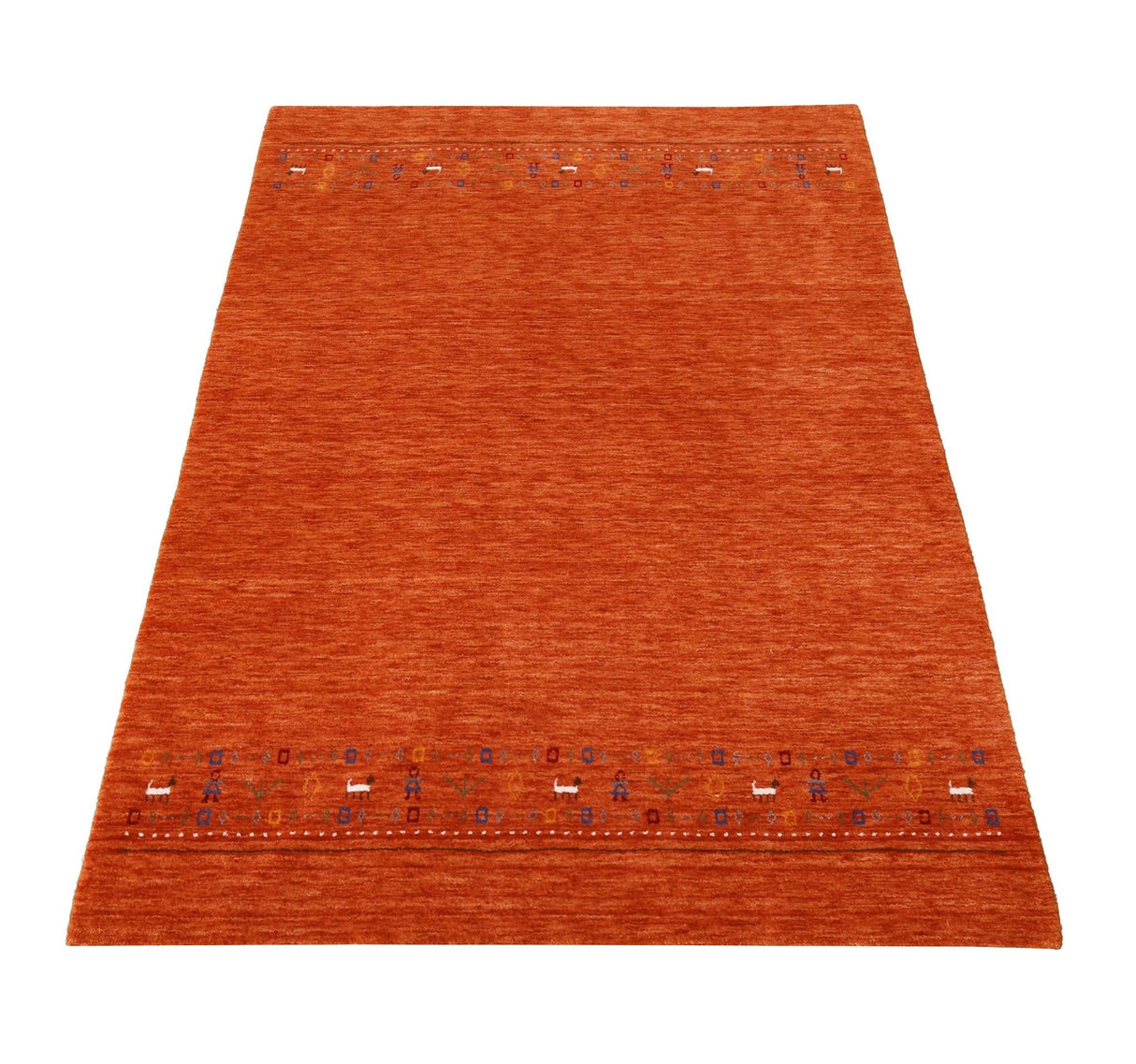 Orange Contemporary Design Hand Loomed Wool Area Rug