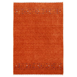 Orange Contemporary Design Hand Loomed Wool Area Rug