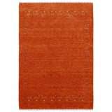 Orange Modern Geometrical Tribal Border Hand Loomed Wool Area Rug