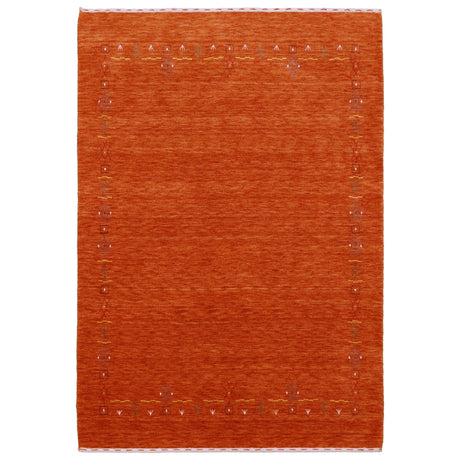 Orange Modern Geometrical Tribal Border Hand Loomed Wool Area Rug