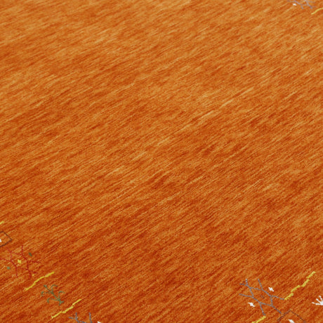 Orange Modern Geometrical Tribal Border Hand Loomed Wool Area Rug