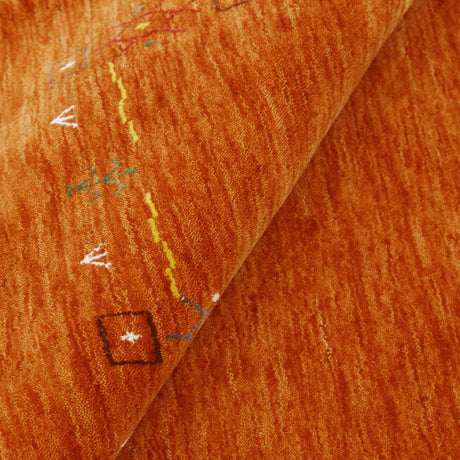 Orange Modern Geometrical Tribal Border Hand Loomed Wool Area Rug