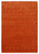 Orange Modern Geometrical Tribal Border Hand Loomed Wool Area Rug
