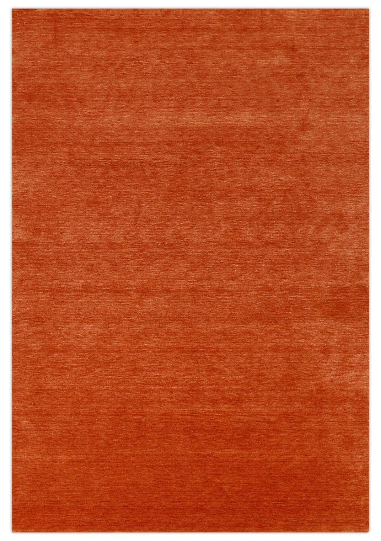 Orange Modern Solid Design Hand Loomed Wool Area Rug