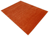 Orange Modern Solid Design Hand Loomed Wool Area Rug
