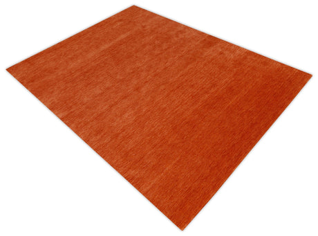 Orange Modern Solid Design Hand Loomed Wool Area Rug