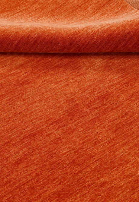 Orange Modern Solid Design Hand Loomed Wool Area Rug