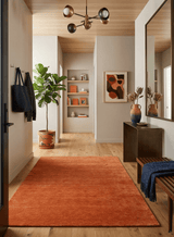 Orange Modern Solid Design Hand Loomed Wool Area Rug