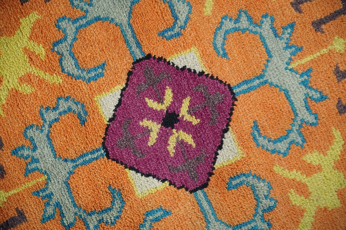 Orange, Silver and Mustard Traditional Mamluk Design Medallion Multi Size wool Area Rug