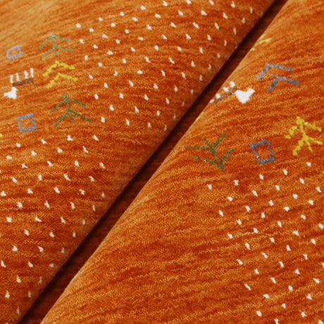 Orange Solid ground with Border Pattern Loomed Wool Area Rug