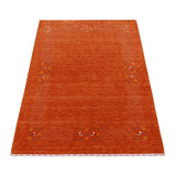 Orange Solid ground with Border Pattern Loomed Wool Area Rug