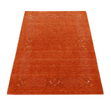Orange Solid ground with Border Pattern Loomed Wool Area Rug