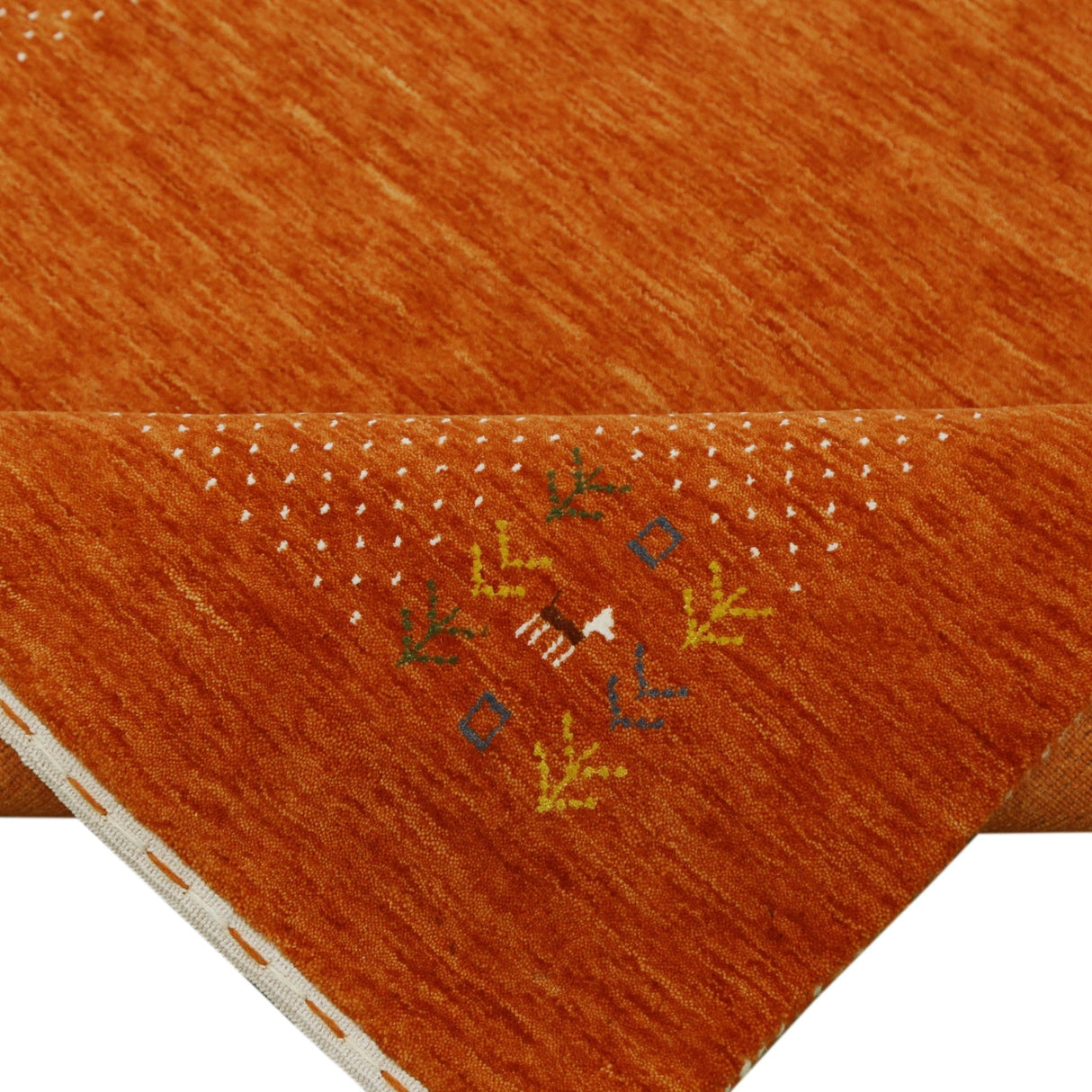 Orange Solid ground with Border Pattern Loomed Wool Area Rug