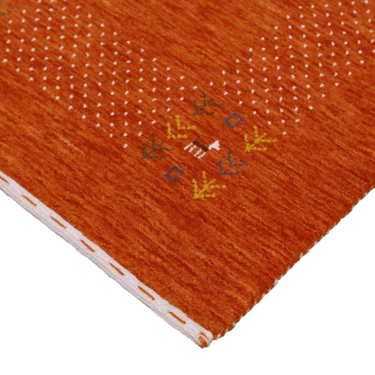 Orange Solid ground with Border Pattern Loomed Wool Area Rug