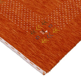 Orange Solid ground with Border Pattern Loomed Wool Area Rug