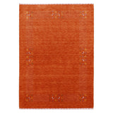 Orange Solid ground with Border Pattern Loomed Wool Area Rug