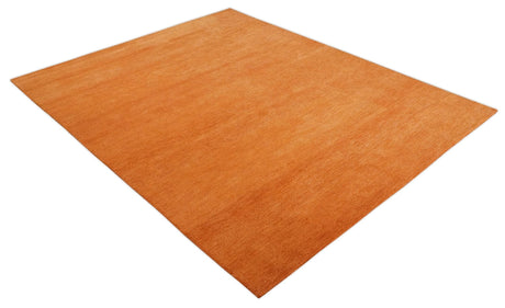 Orange Solid Woolen Hand Tufted contemporary area Rug