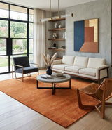 Orange Solid Woolen Hand Tufted contemporary area Rug
