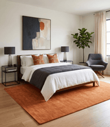 Orange Solid Woolen Hand Tufted contemporary area Rug