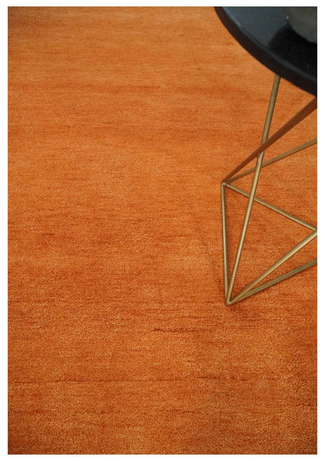 Orange Solid Woolen Hand Tufted contemporary area Rug