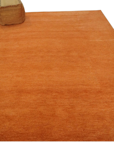 Orange Solid Woolen Hand Tufted contemporary area Rug
