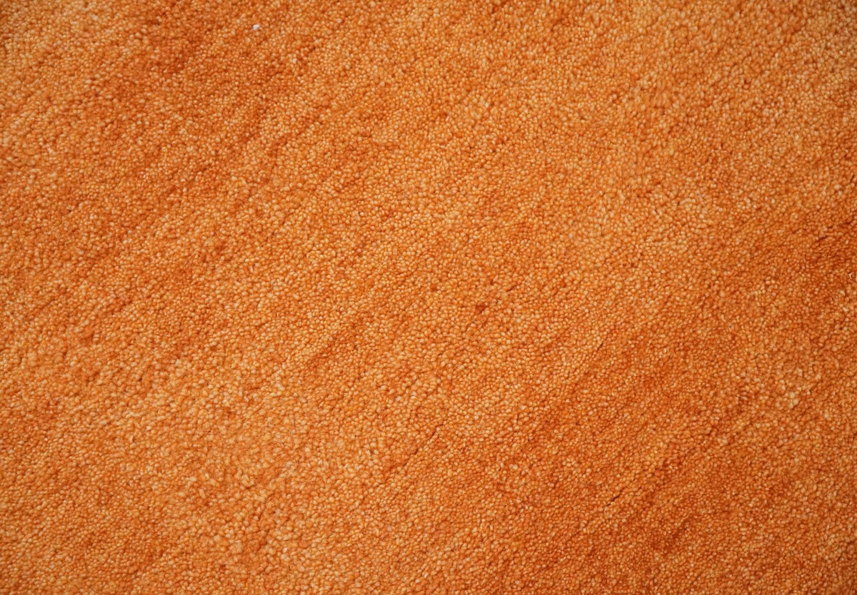 Orange Solid Woolen Hand Tufted contemporary area Rug
