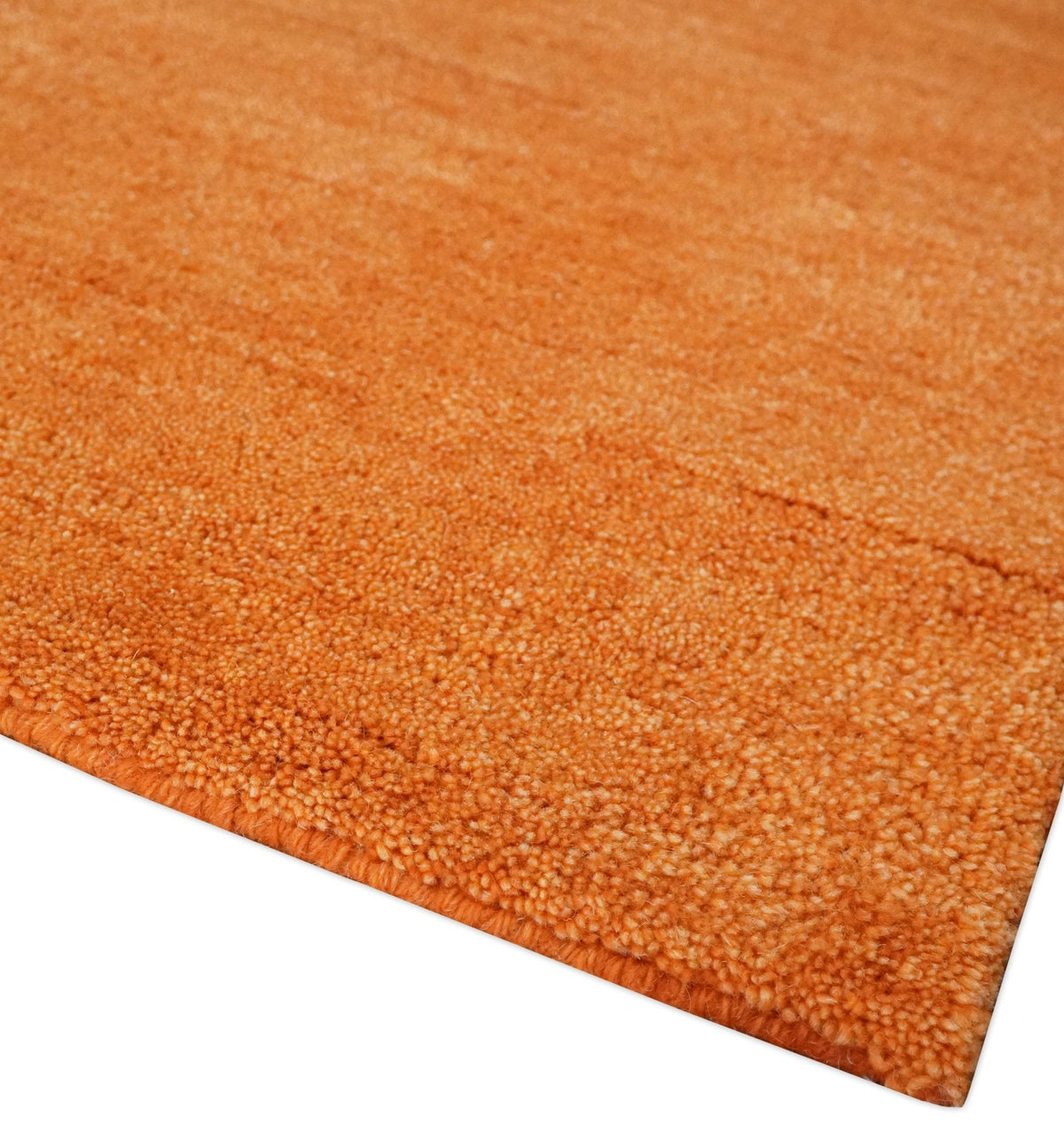 Orange Solid Woolen Hand Tufted contemporary area Rug