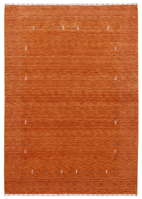 Orange Tribal Gabbeh Border Design Hand Loomed Wool Area Rug