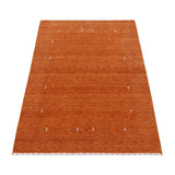 Orange Tribal Gabbeh Border Design Hand Loomed Wool Area Rug
