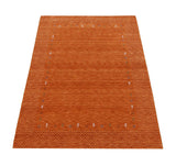 Orange Tribal Gabbeh Border Design Hand Loomed Wool Area Rug