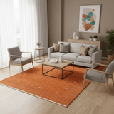 Orange Tribal Gabbeh Border Design Hand Loomed Wool Area Rug