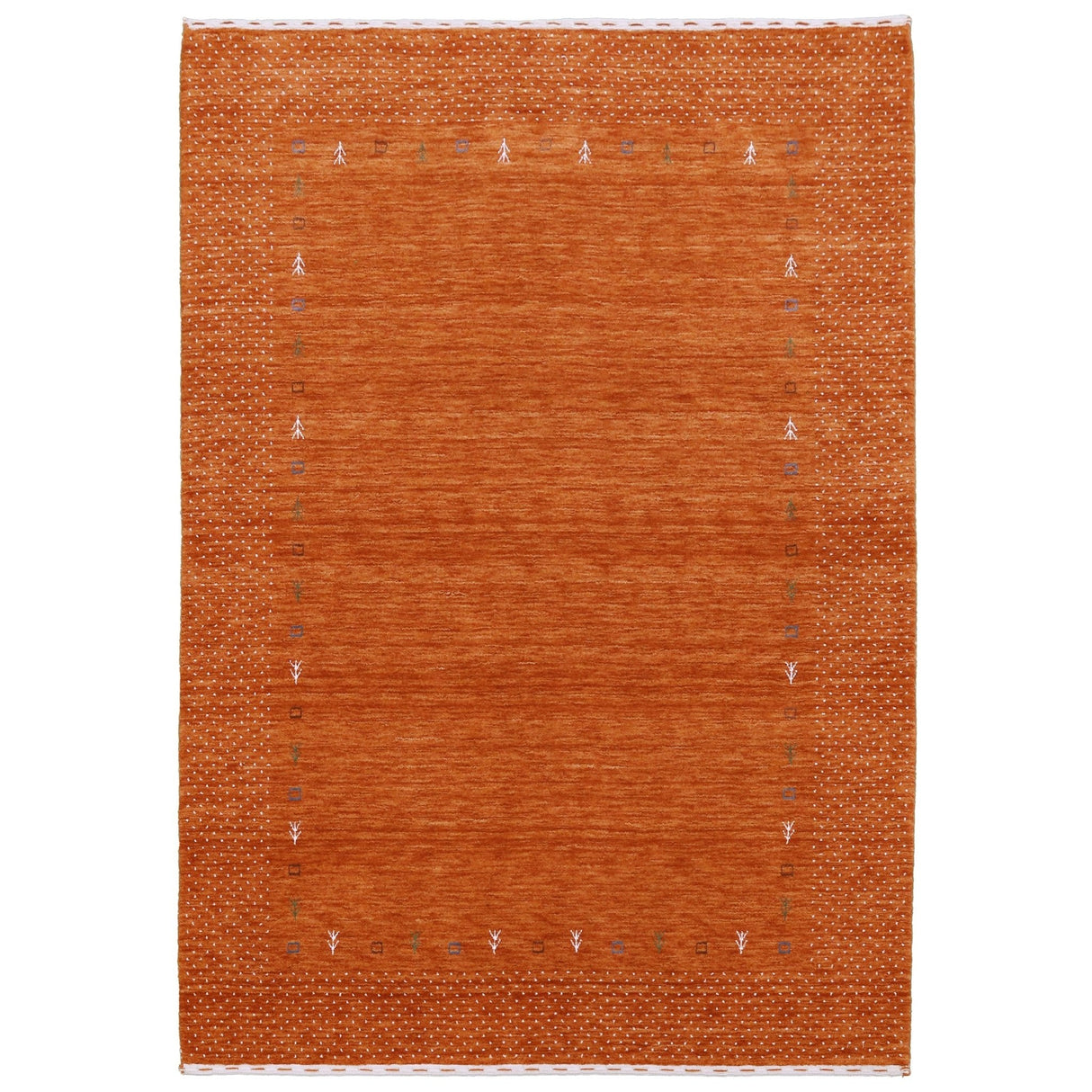 Orange Tribal Gabbeh Border Design Hand Loomed Wool Area Rug