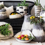 Orbit Hand-Felted Wool Natural White and Black Bowl