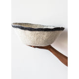 Orbit Hand-Felted Wool Natural White and Black Bowl