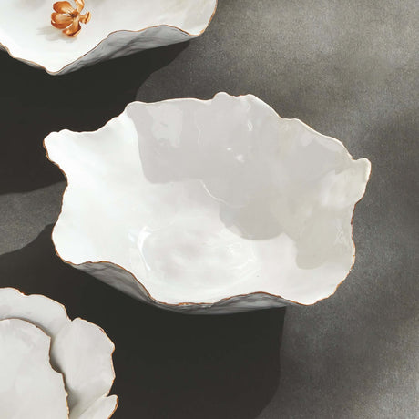 Organic Shape Decorative Ceramic Bowl with Gold Trim-Bowl-Parc Decor