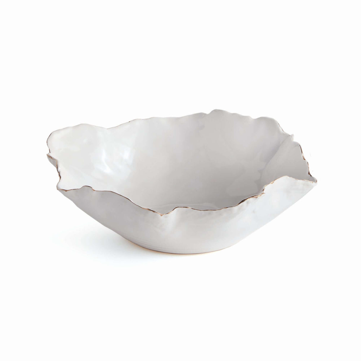 Organic Shape Decorative Ceramic Bowl with Gold Trim-Bowl-Parc Decor