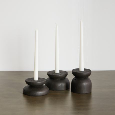 Organic Wood Taper Candlestick Holder-All Products-Parc Decor
