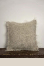 Organic Wool Pillow - Handwoven Brushed Wood Decorative Pillow