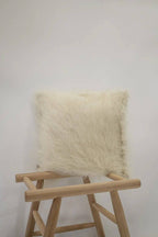 Organic Wool Pillow - Handwoven Brushed Wood Decorative Pillow
