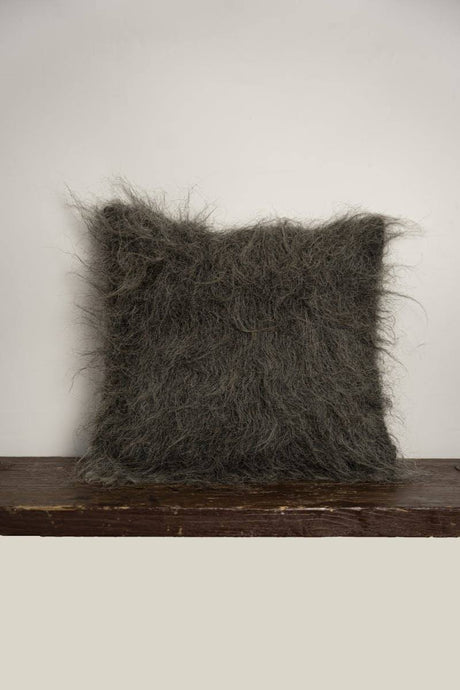 Organic Wool Pillow - Handwoven Brushed Wood Decorative Pillow