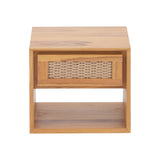 Oslo Natural Teak Indoor Floating Nightstand - 20"
