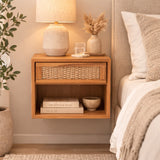 Oslo Natural Teak Indoor Floating Nightstand - 20"