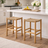 Oslo Natural Teak Indoor/Outdoor Counter Stool - 24"